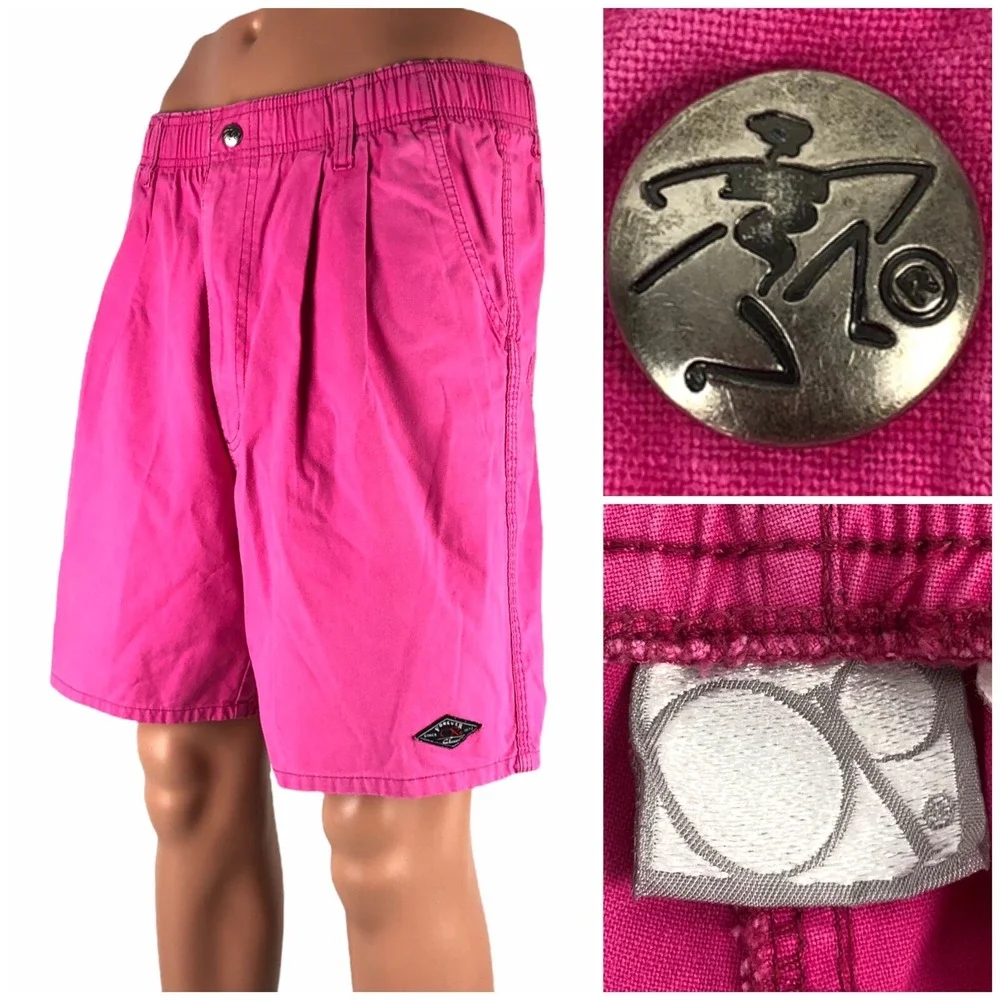 Ocean Pacific OP Men's Large Cotton Shorts Long Riders Surfer Pink Vintage Rare